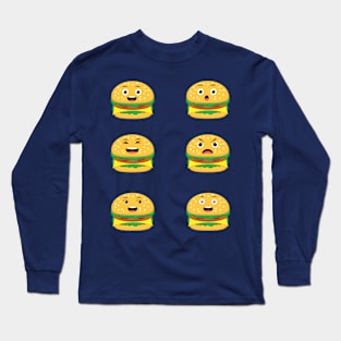 burger with cute face expression Long Sleeve T-Shirt